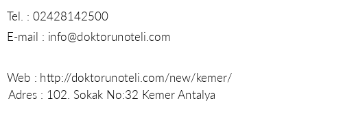 Doc's Hotel Kemer telefon numaralar, faks, e-mail, posta adresi ve iletiim bilgileri